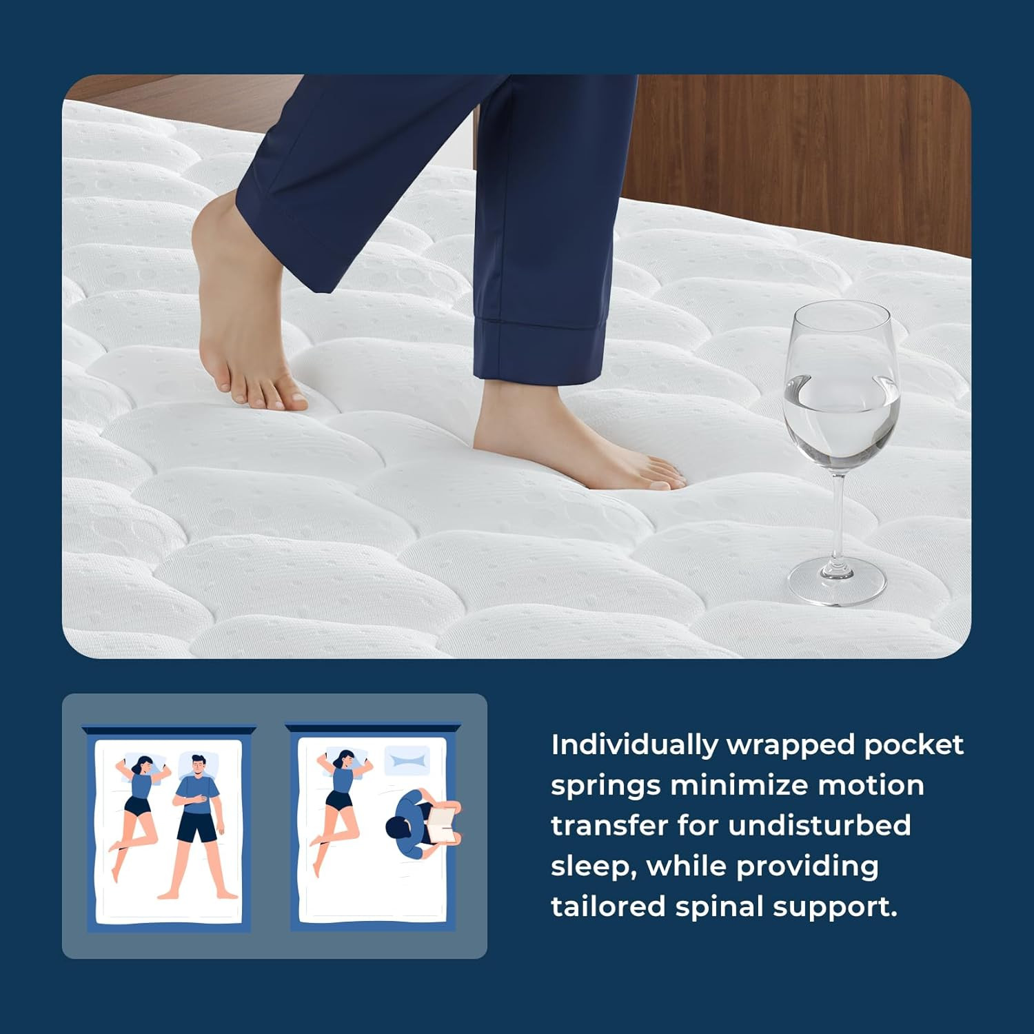 Queen Mattress 12 Inch, Fiberglass-Free | Cool Sleep Hybrid Mattress in a Box –