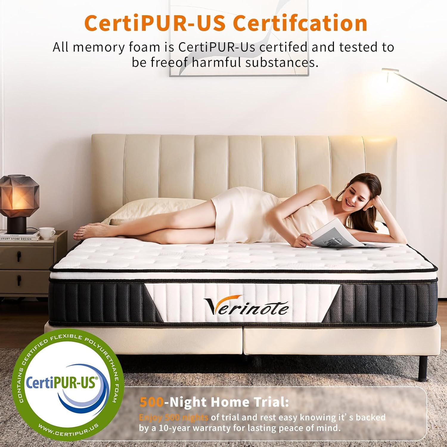 12″ King Hybrid Mattress – Medium Firm Foam & Pocket Springs, 500 Nights Trial