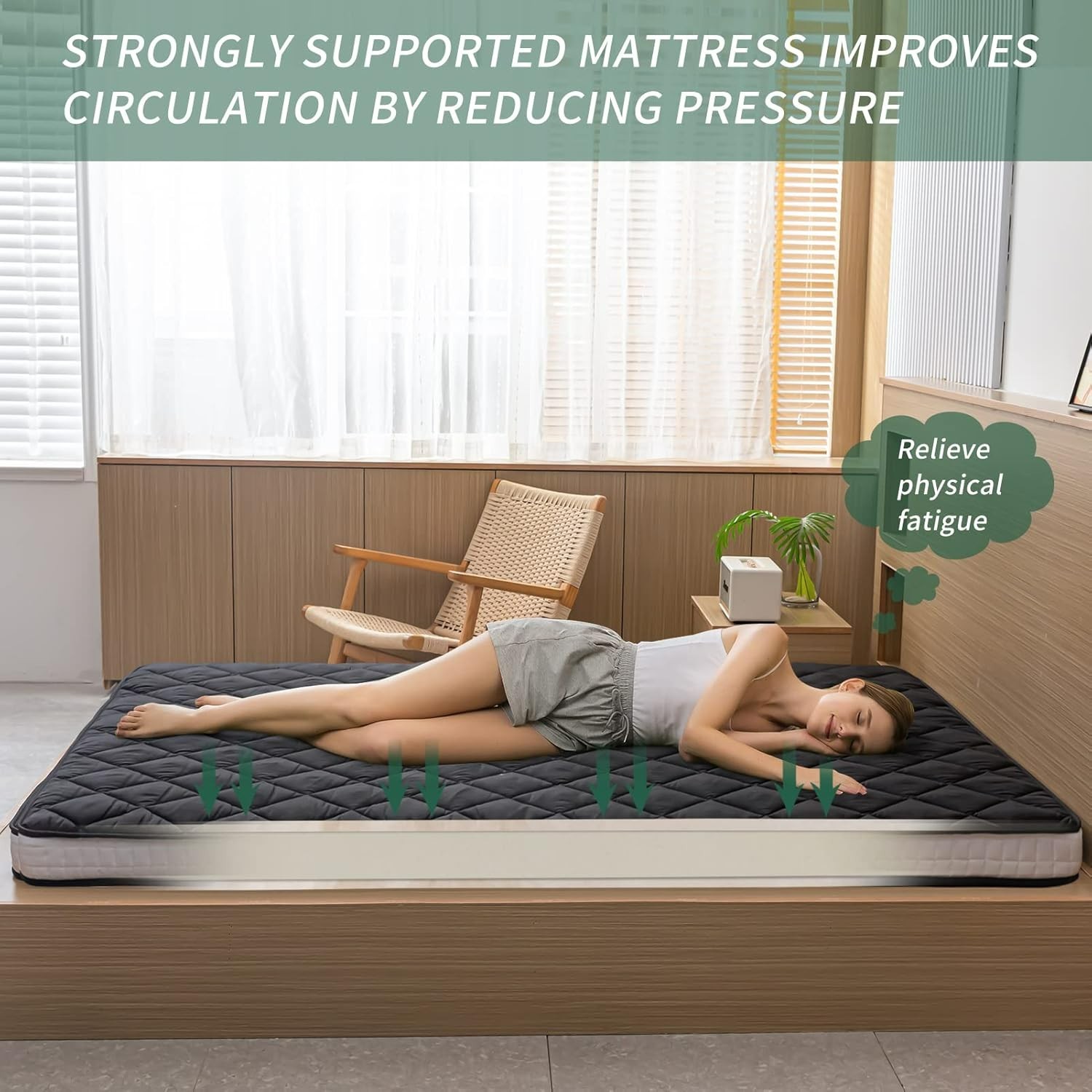 MAXYOYO Japanese Floor Futon Mattress, Extra Thick Mattress Topper Twin#3602GR8