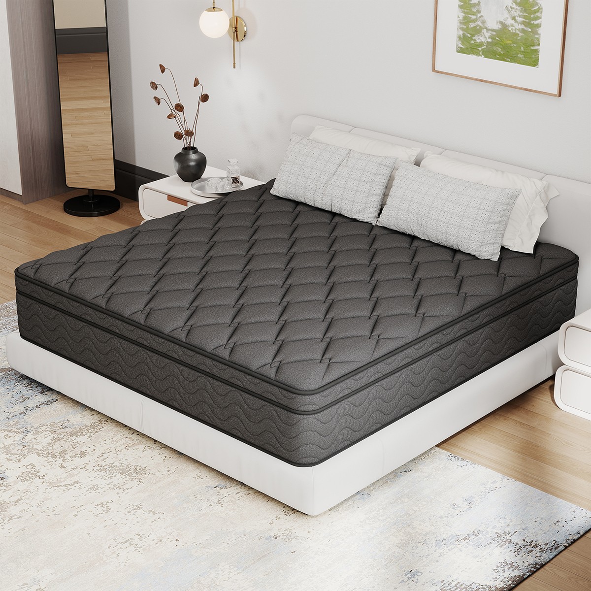 12″ Hybrid Mattress in a Box Pocket Spring Gel Memory Foam Twin Full Queen King