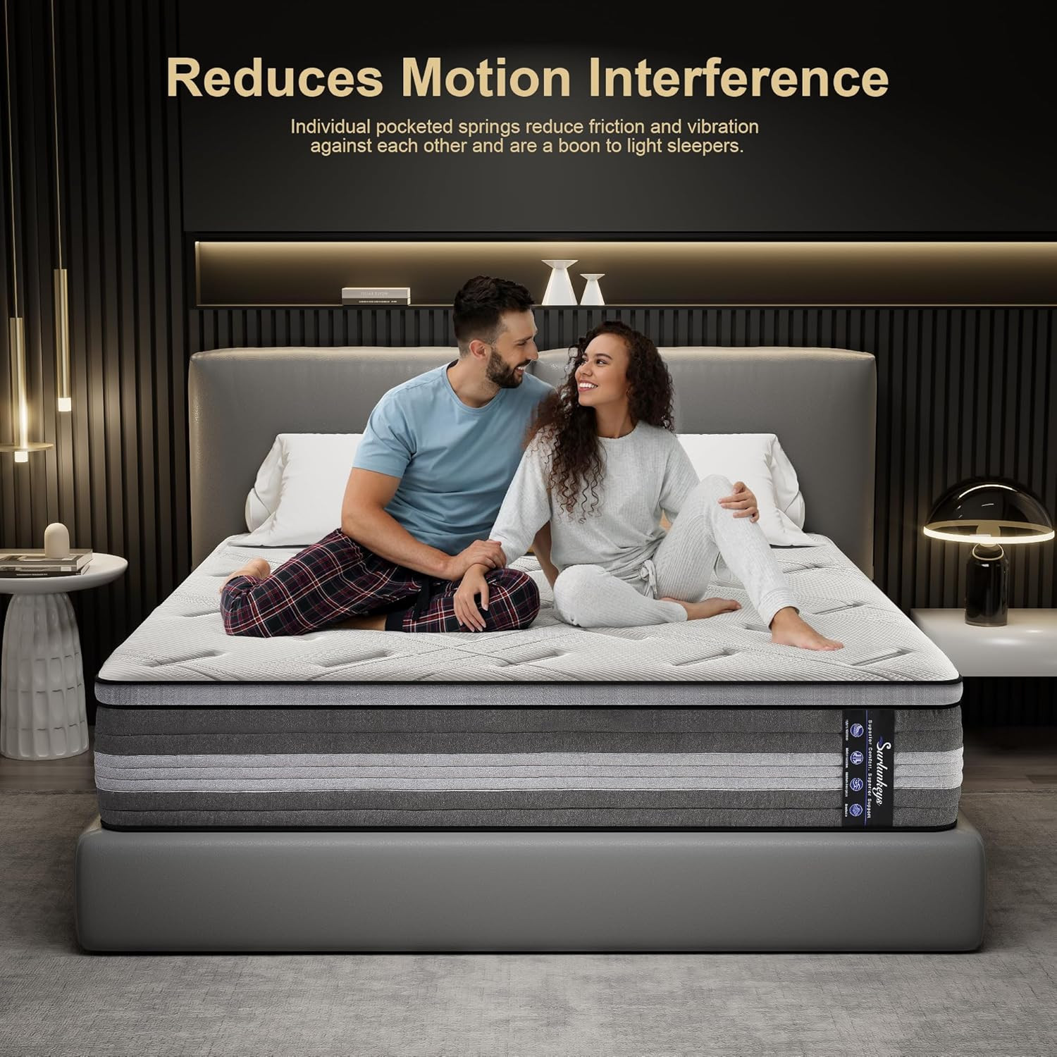 Queen 14″ Hybrid Mattress – Medium Firm Memory Foam & Pocket Springs