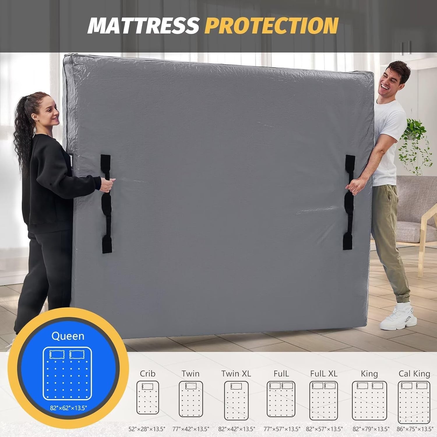 Mattress Bags for Moving and Storage Waterproof Twin Mattress Cover Grey