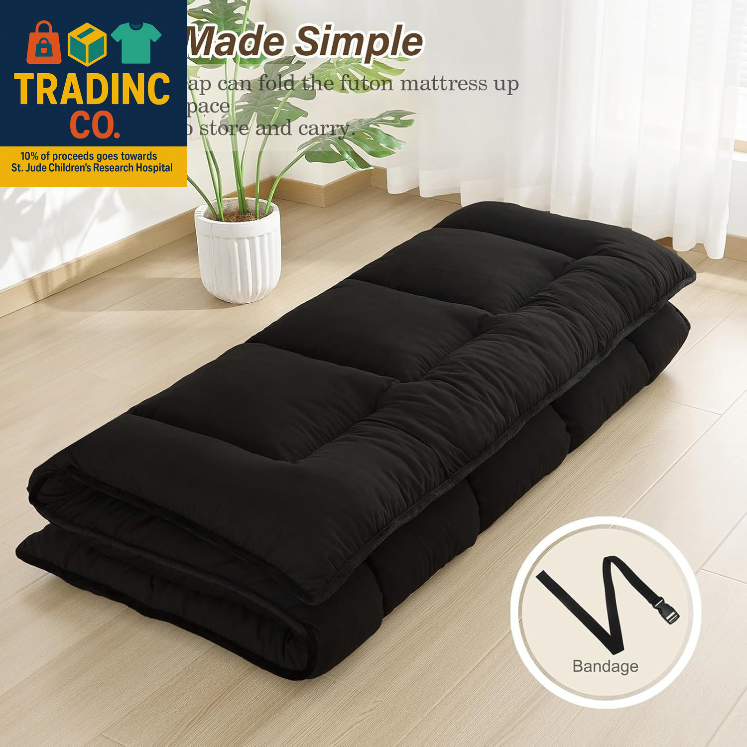 Portable Japanese Futon Mattress – 3″ Foldable Tatami Floor Mat