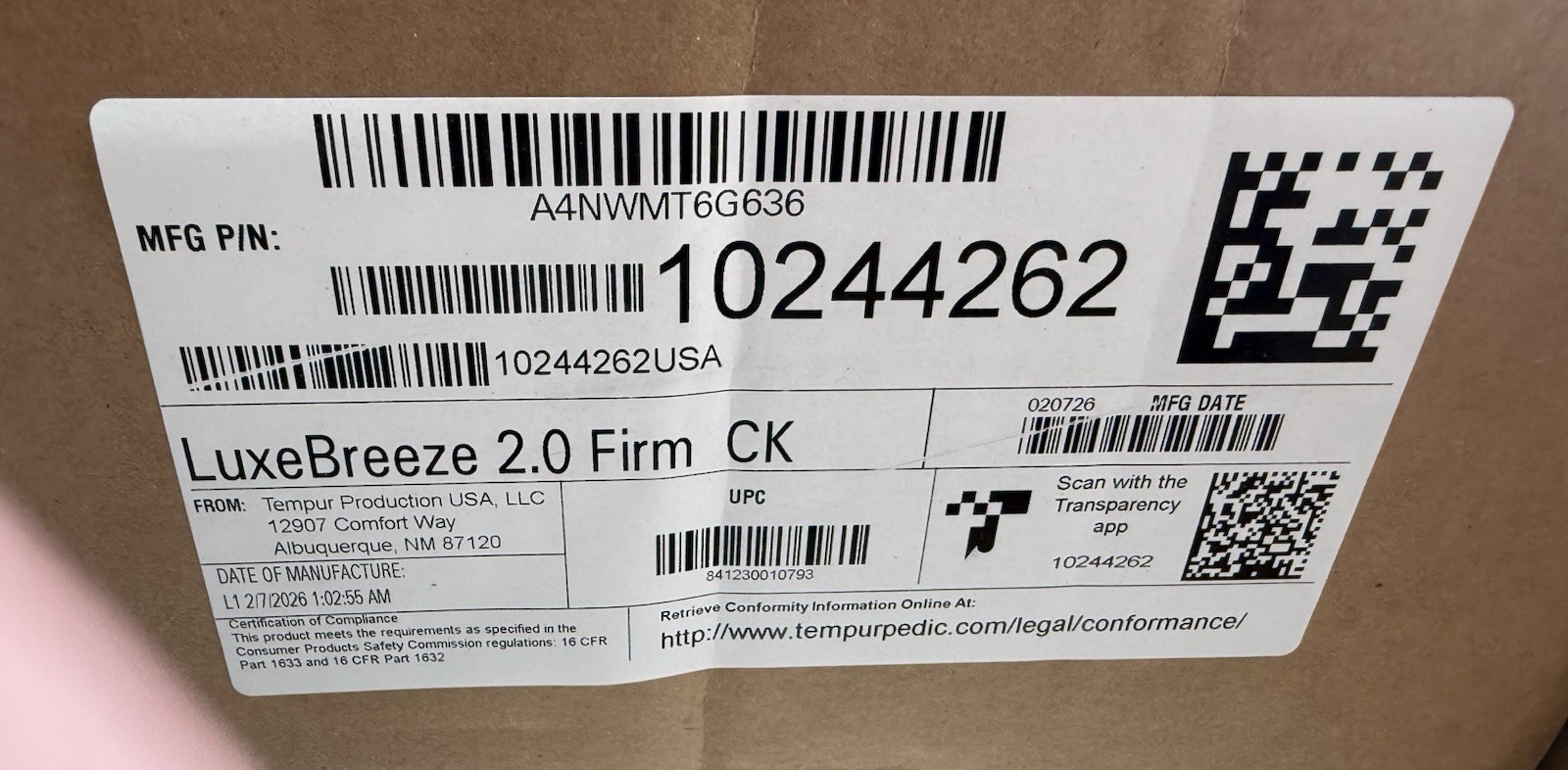 TempurPedic CALIFORNIA KING 2.0 LUXE BREEZE FIRM NEW 2026 MATTRESS CLEARANCE
