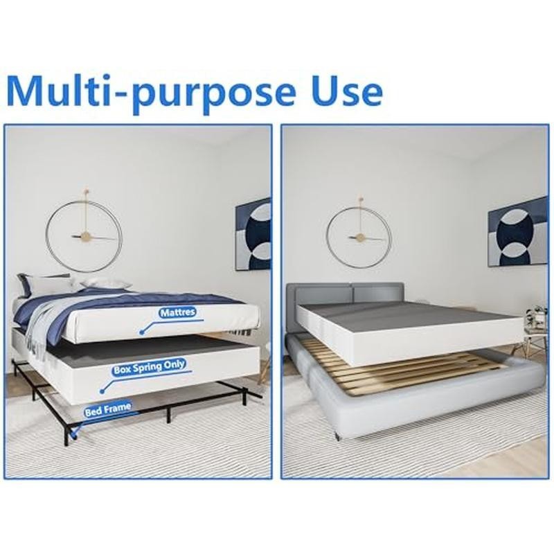 Metal Box Spring Queen Bed Heavy Duty Mattress Foundation Non Slip Easy Assembly