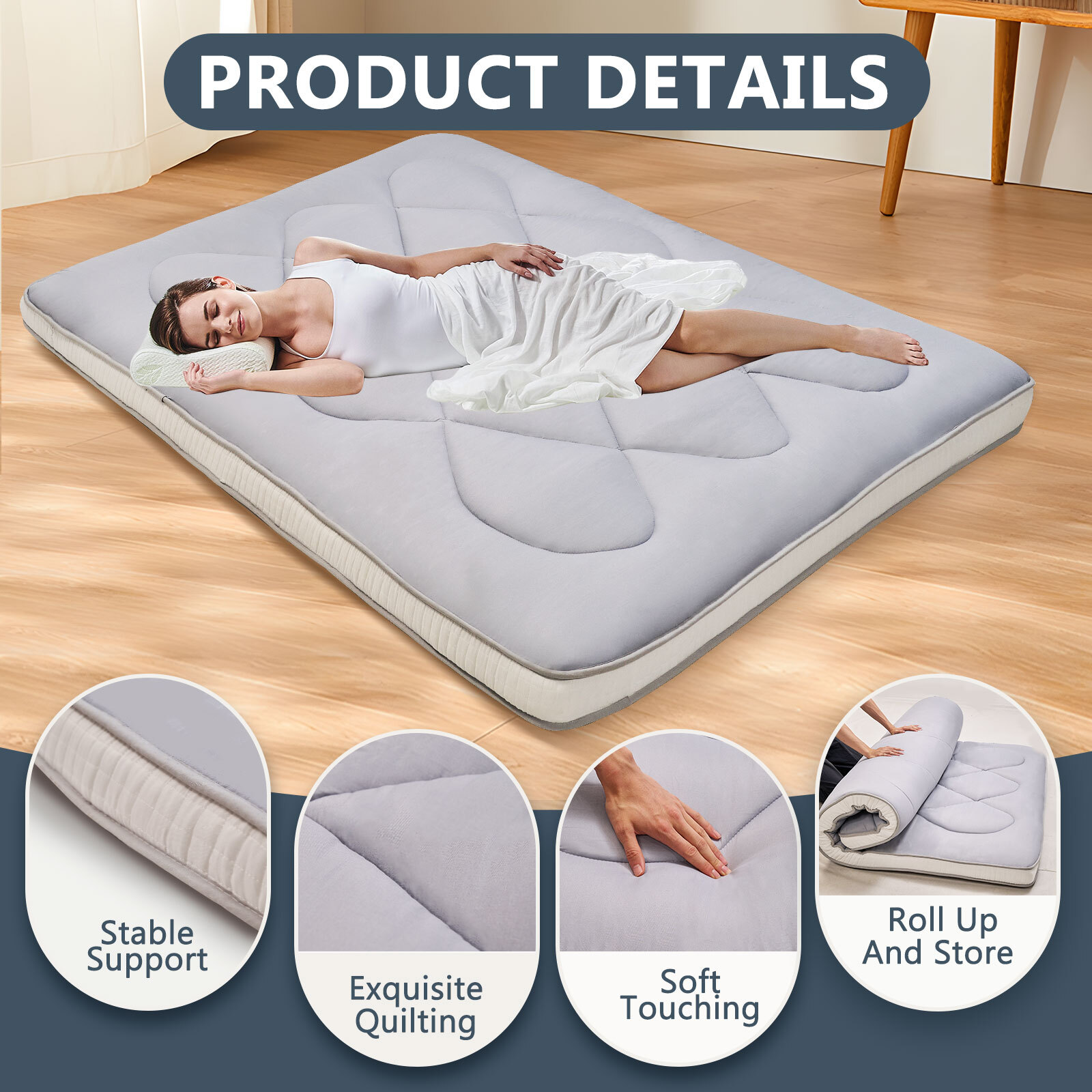 Lilypelle Japanese Floor Mattress Futon Mat Foldable Mattress Twin Full Queen 3″