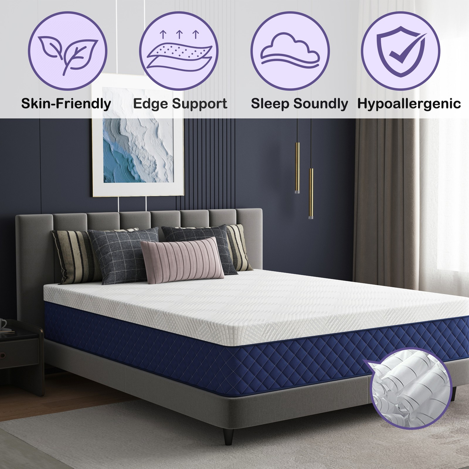 14 inch Hybrid Spring Memory Foam Twin Full Queen King Size Mattress In A Box