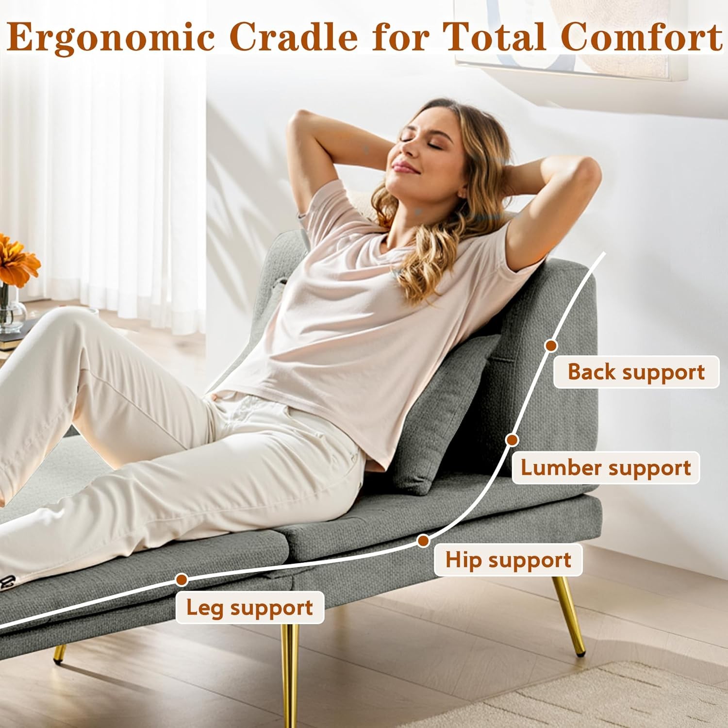 3-in-1 Convertible Sleeper Chair Bed, Futon Sofa Chair with Ba