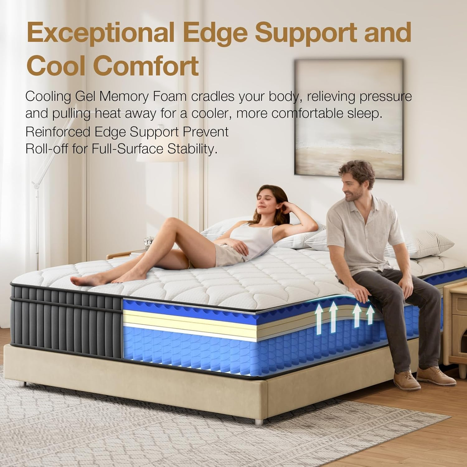12 Inch Full Size Mattress, Gel Memory Foam and Pocket Spring Hybrid with Plush