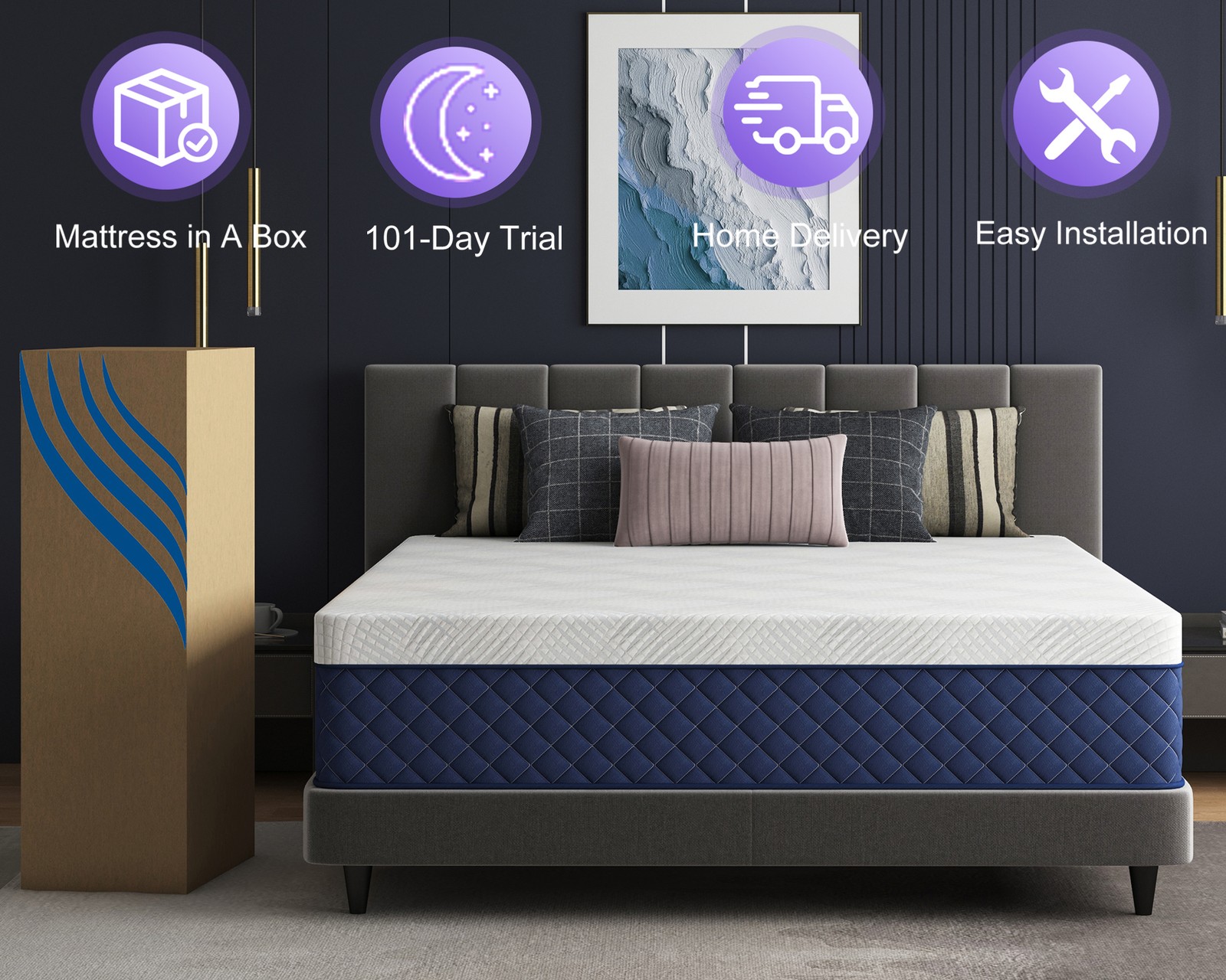 14 inch Hybrid Spring Memory Foam Twin Full Queen King Size Mattress In A Box