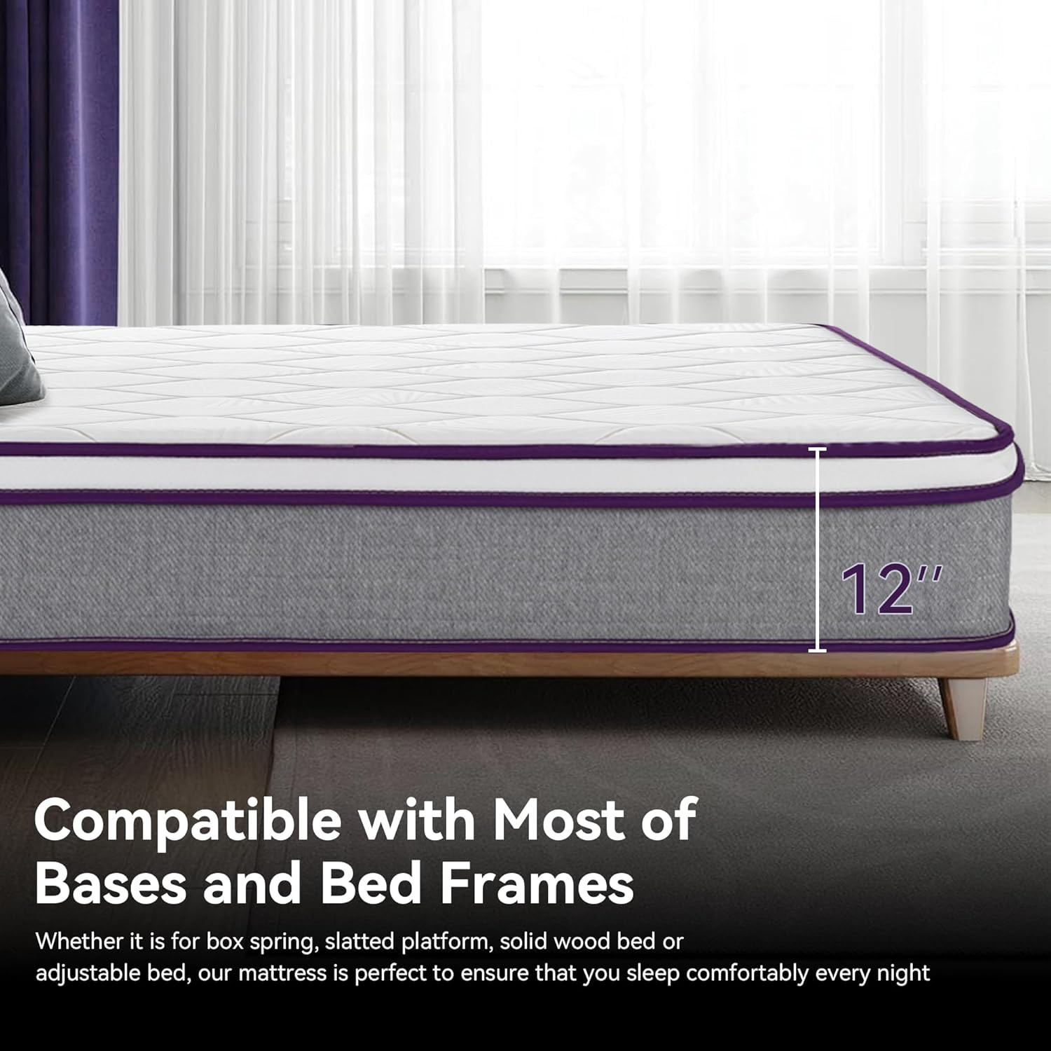 Queen Mattress, 12 Inch Hybrid Mattress with Gel Memory Foam and Pocket Spring,