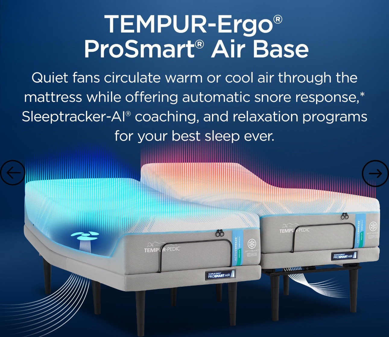 Tempurpedic ActiveBreeze Medium Hybrid Split King w/Air Bases-NEW-MSRP $18,599