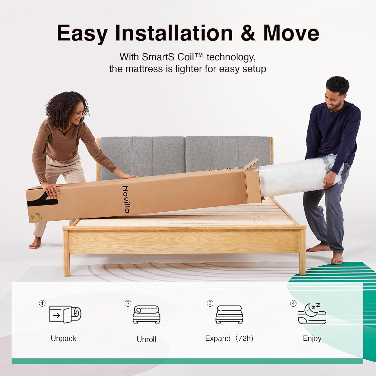 10 Inch Queen Size Mattress in a Box, Hypoallergenic & Back Pain Relief, Hybrid