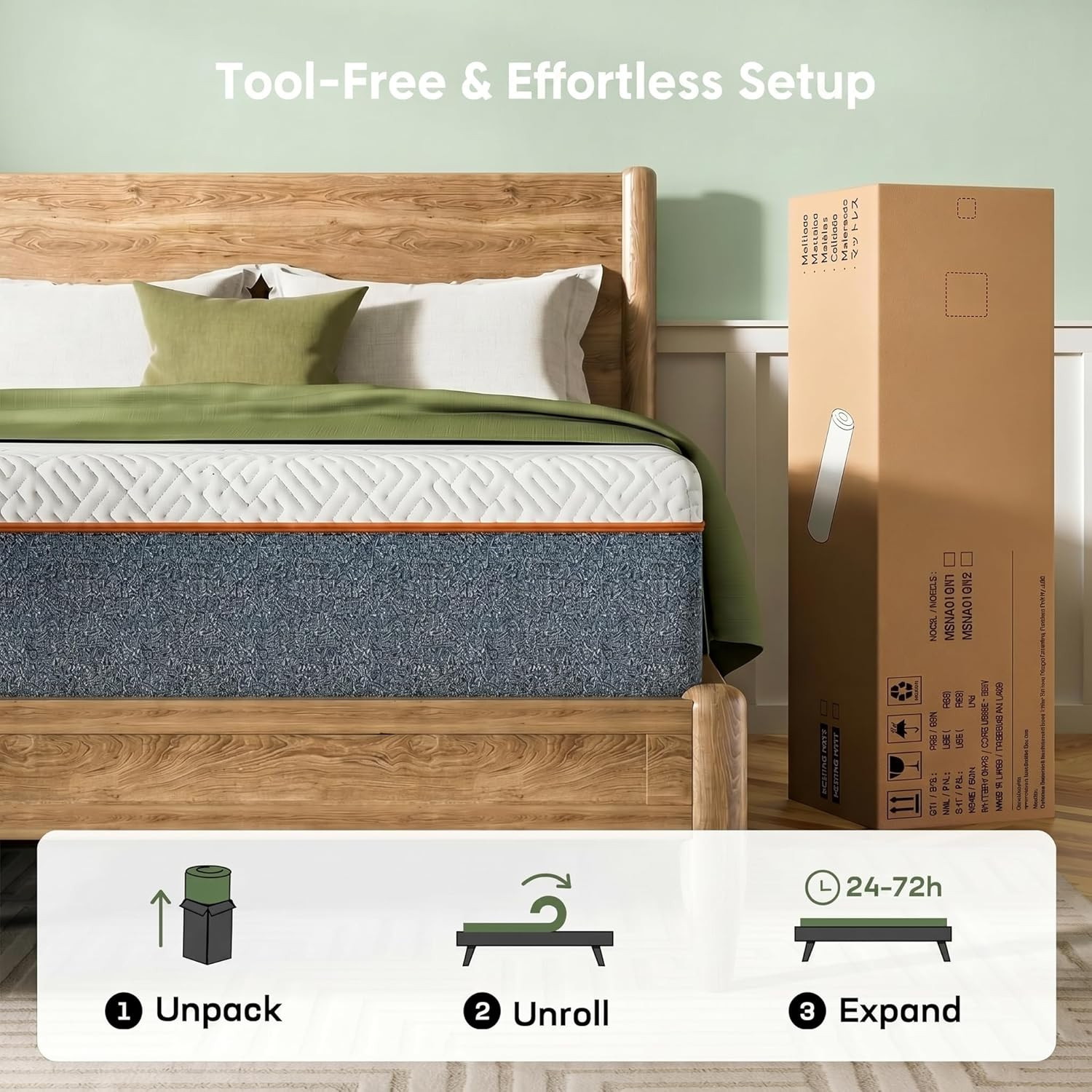 Queen 6 Inch Cooling Gel Memory Foam Mattress Medium Firm Bed In Box