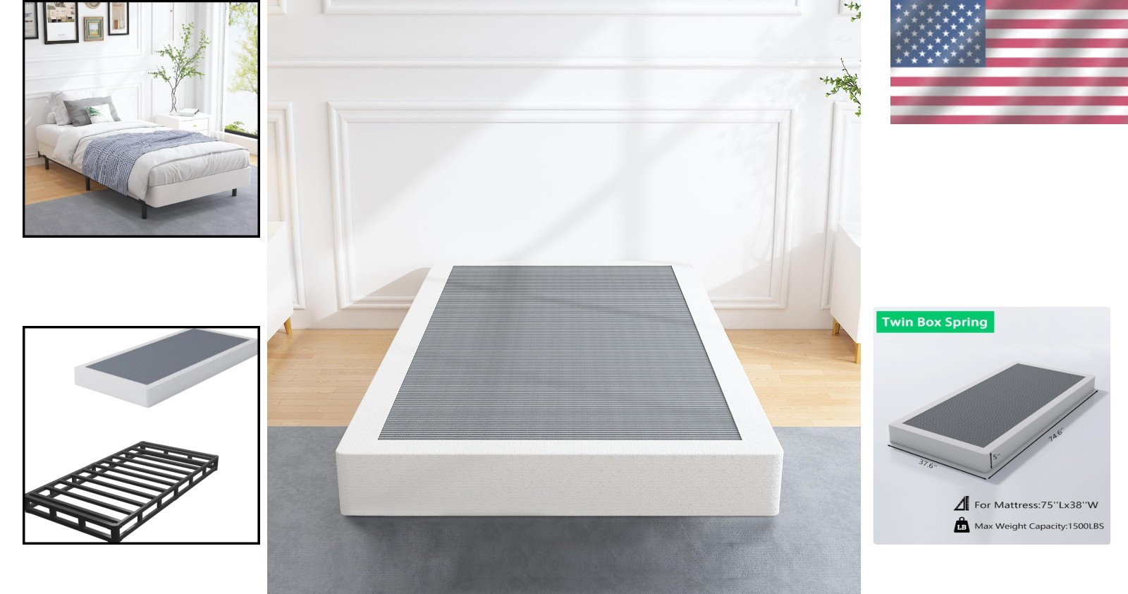5 Inch Twin Box Spring with Easy Clean Cover – Perfect for All Mattress Types