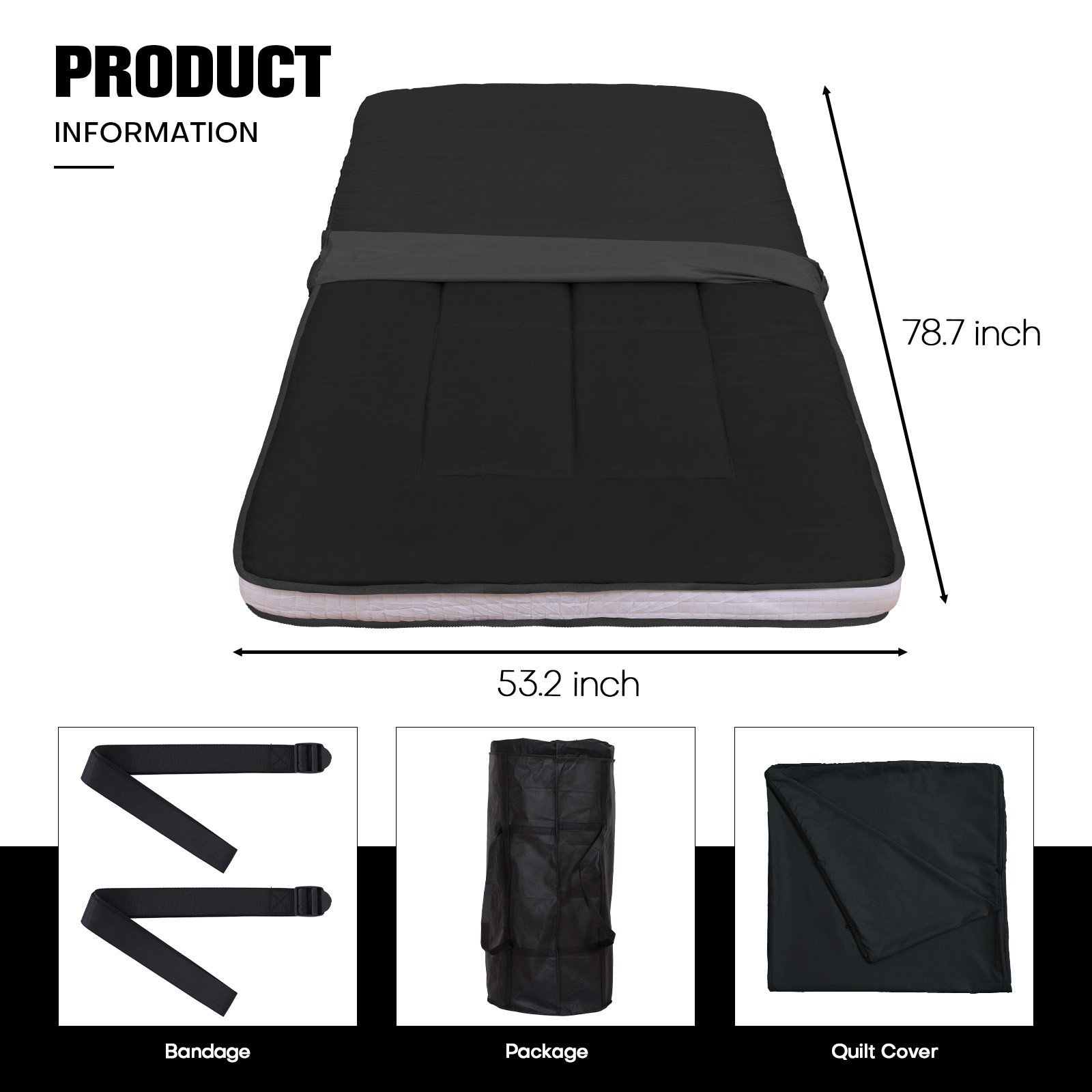 Memory Foam Japanese Tatami Futon Floor Mattress for Guest Dorm Roll-Up w/ Cover