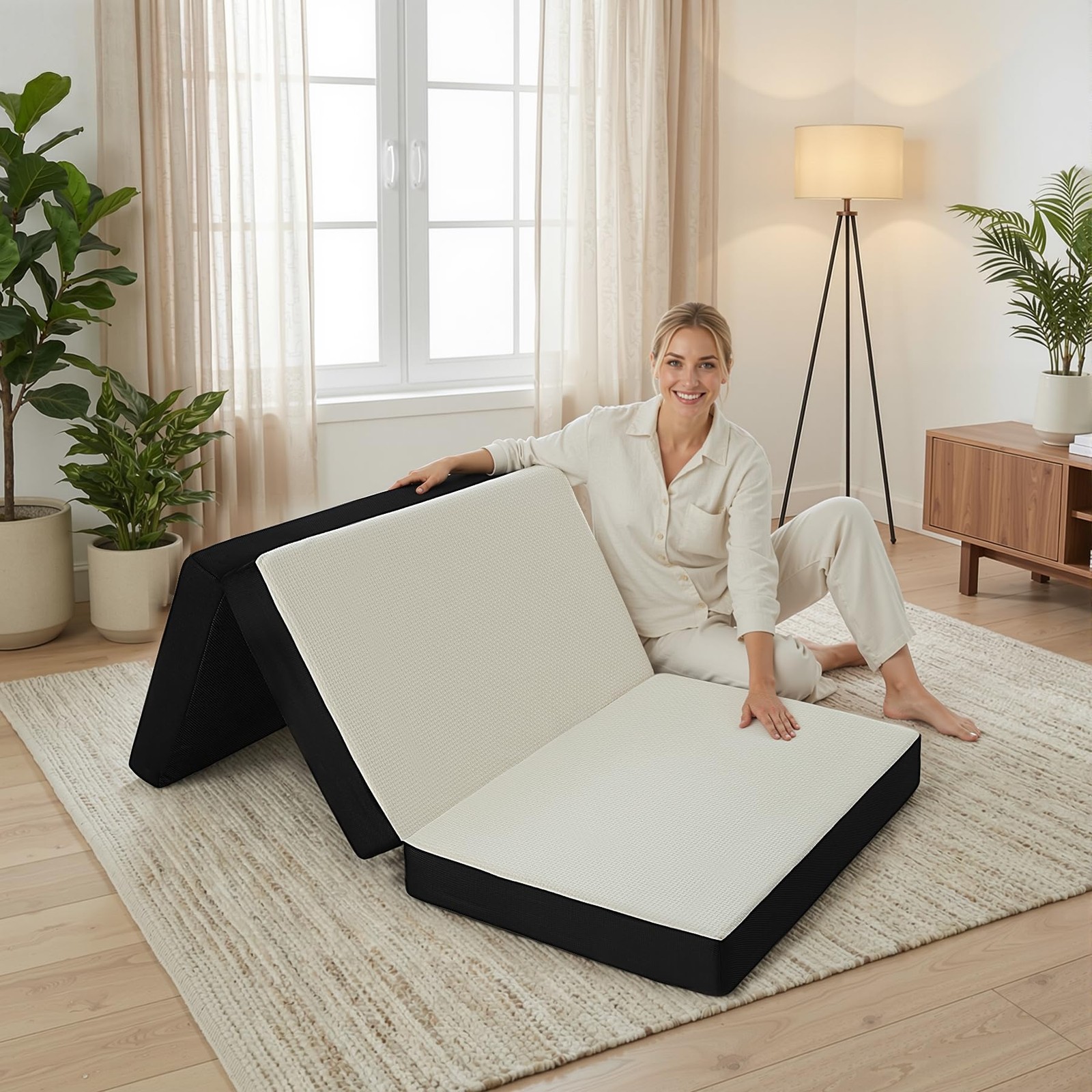 Foldable Mattress Twin, Memory Foam Tri Fold Mattress with Removable Washable…