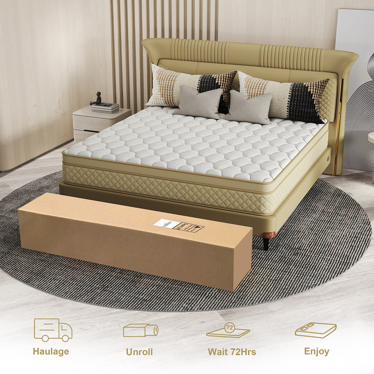 12″ 14″ Mattress Twin Full Queen King Gel Memory Foam Pocket Spring Bed In A Box