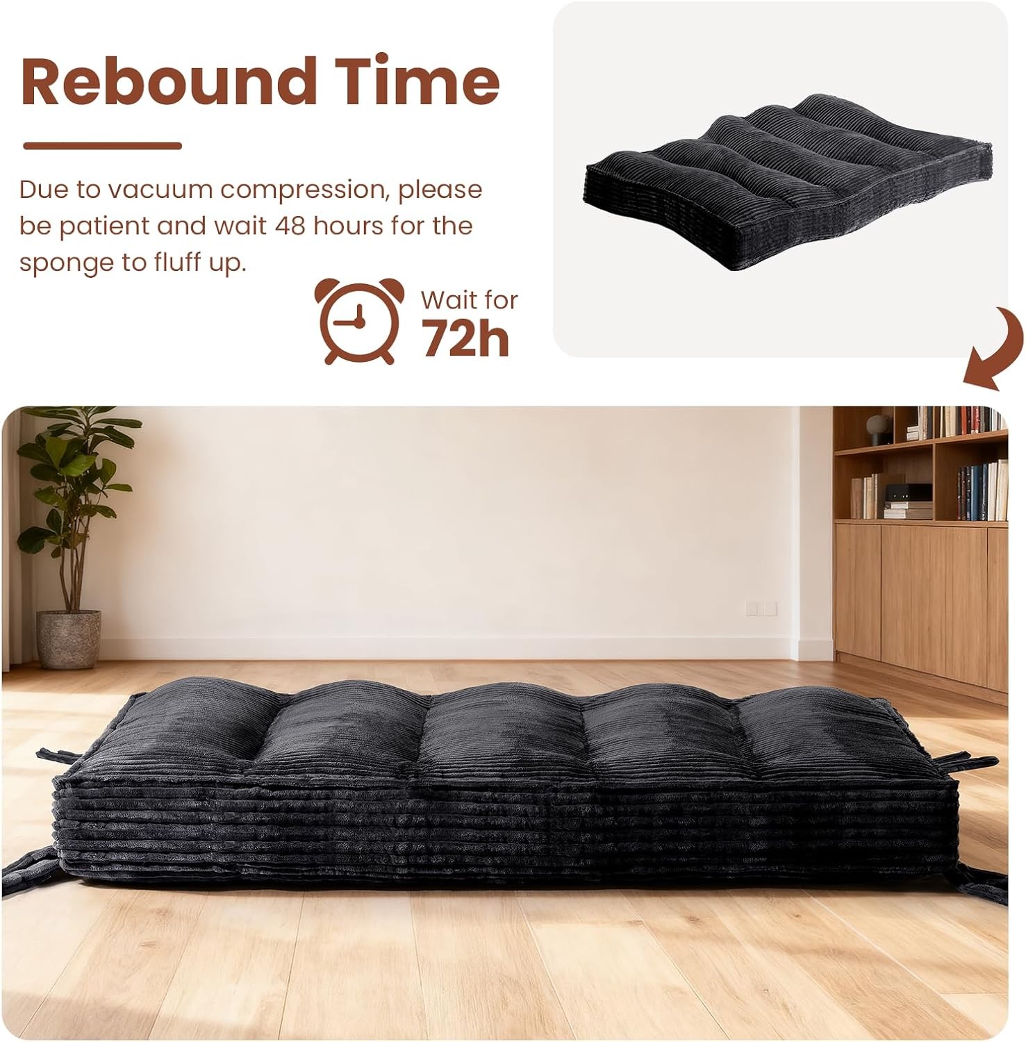 10″ Futon Mattress Queen Size,Futons Sofa Couch Bed W/ Straps Thick Corduroy
