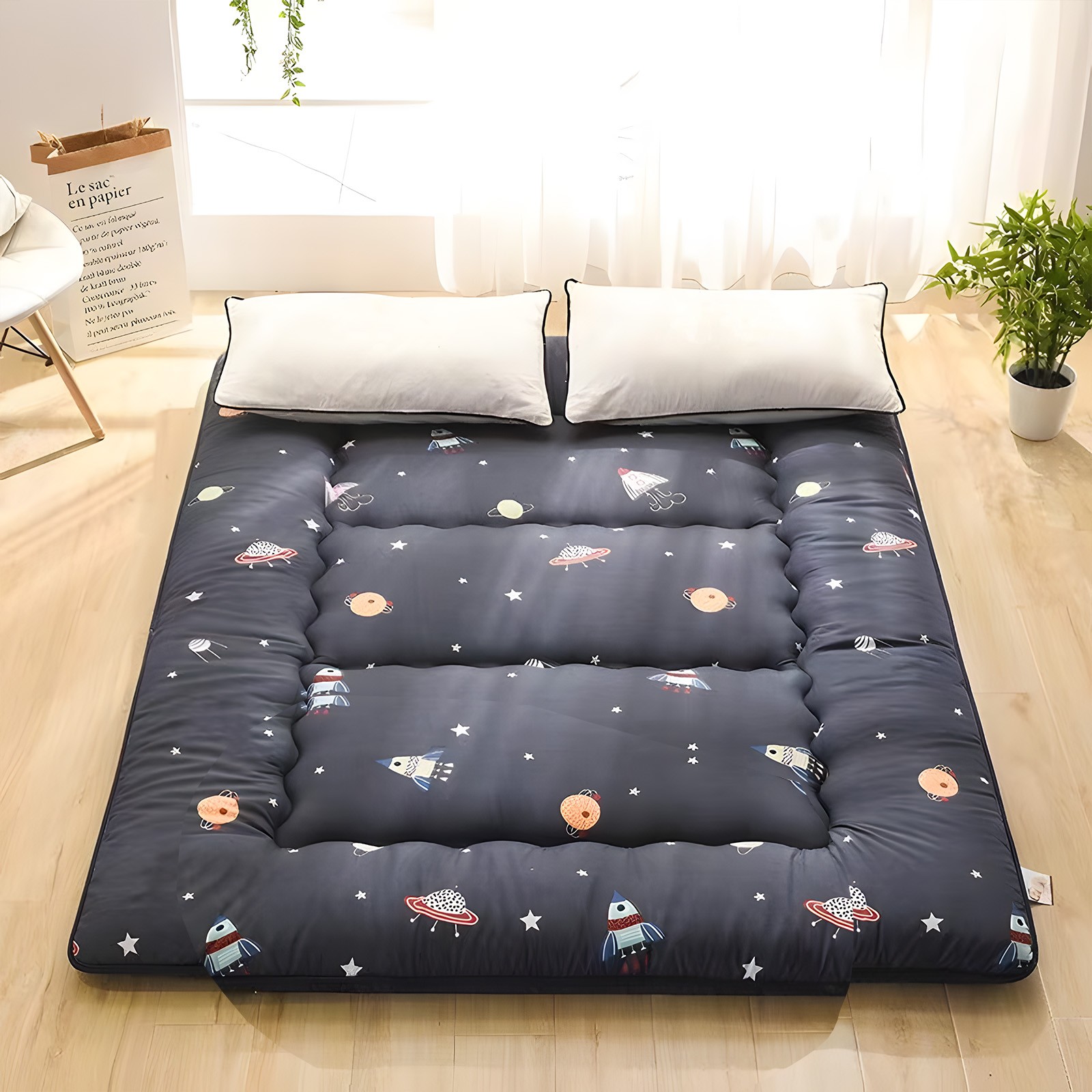 4″ Thick Japanese Floor Futon Mattress Roll Up Tatami Mat Dormitory Sleeping Pad