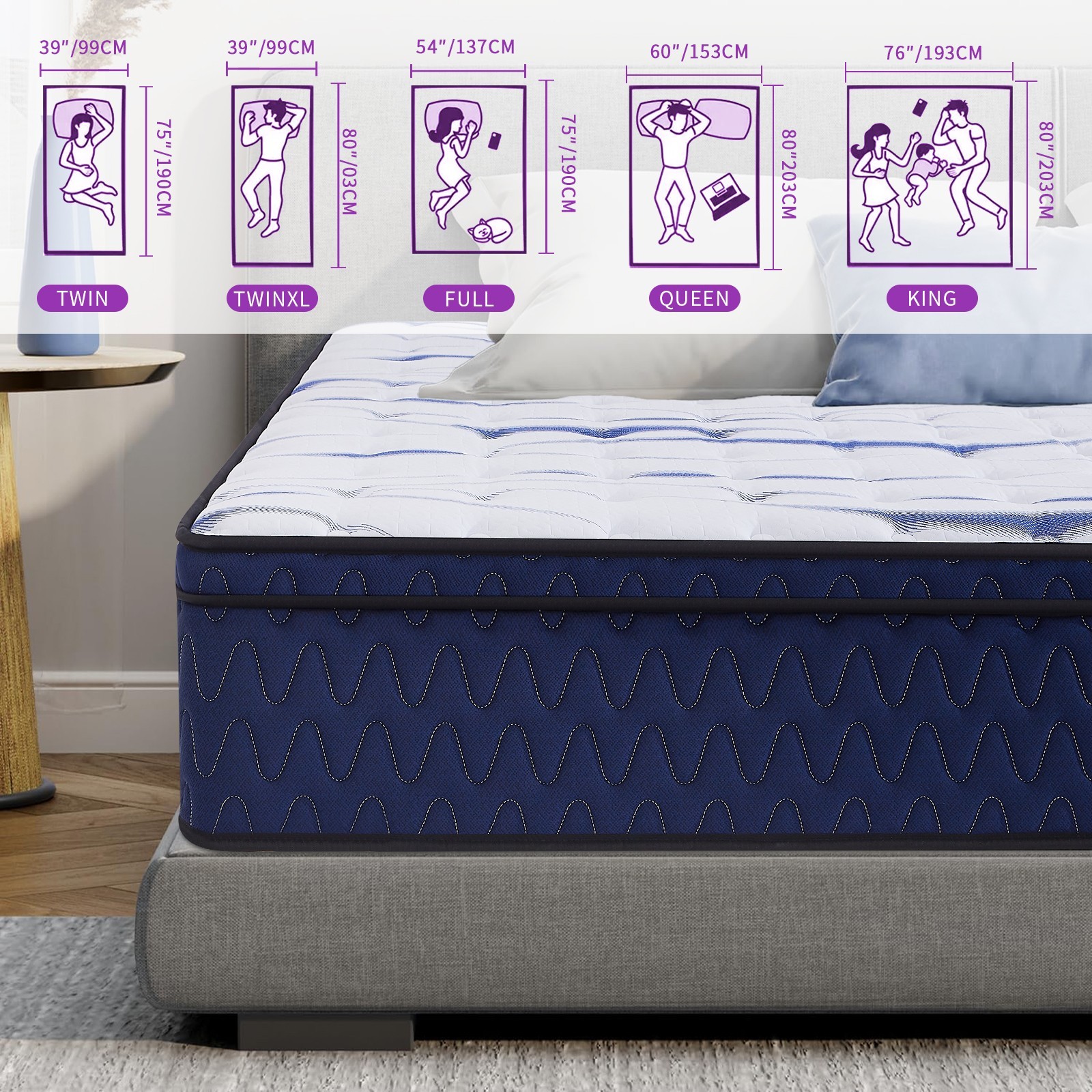 10/12 Inch Gel Memory Foam and Innerspring Hybrid Mattress Medium Firm in a Box