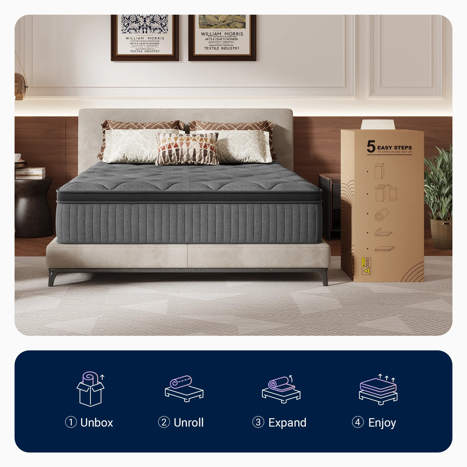 Avenco Noxa 12″ Medium Memory Foam Hybrid Pocket Spring Mattress, Queen Size
