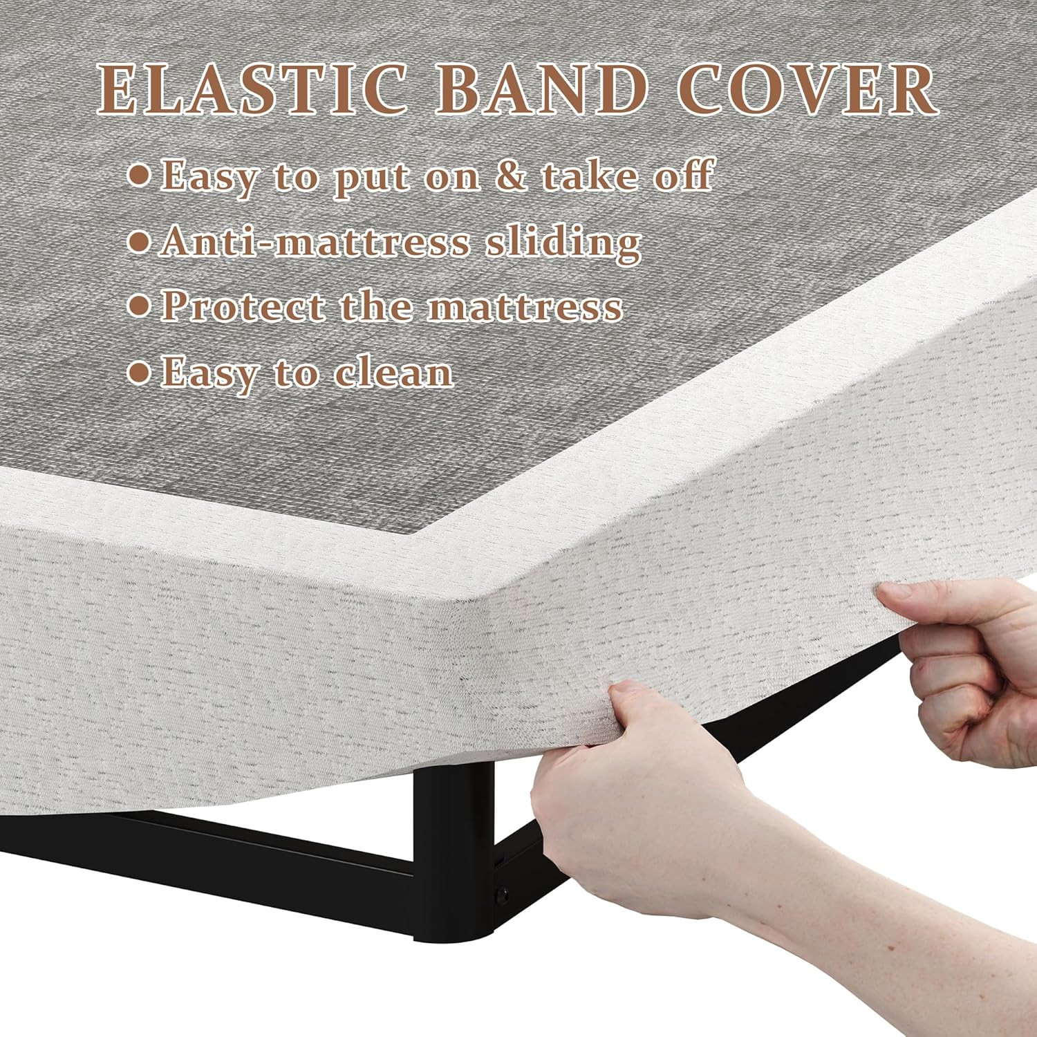 Low Profile Queen Box Spring – 5″ Heavy Duty Metal Bed Base with Fabric Cover