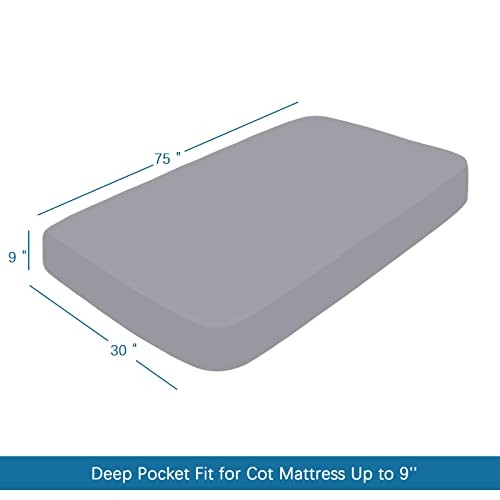 Cot Sheets 30″ x 75″ x 9″, 4 Piece Cot Sheet Set, Cot Size Cot (1 Pack) Grey