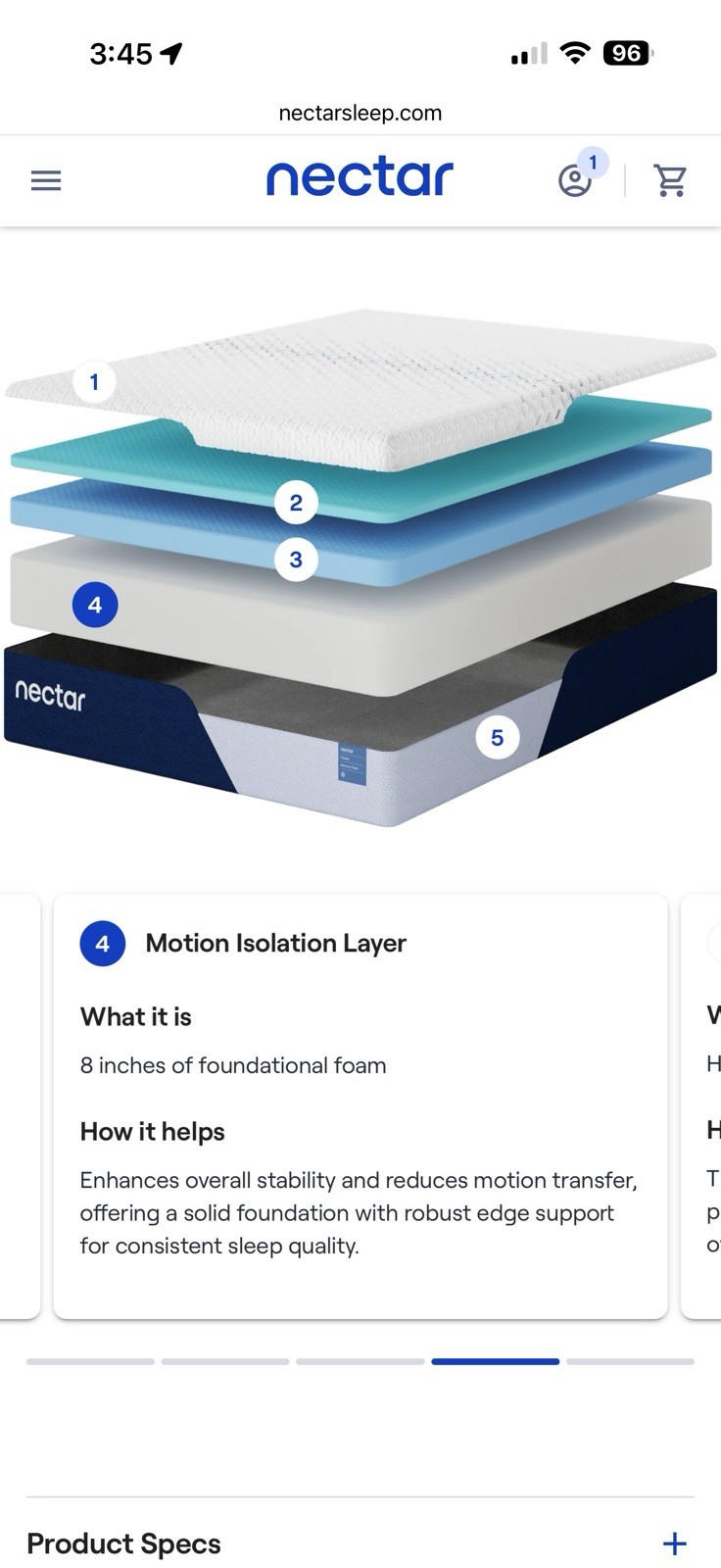 Nectar Premier Memory Foam Queen Mattress Cooling Pressure Relief Medium Firm