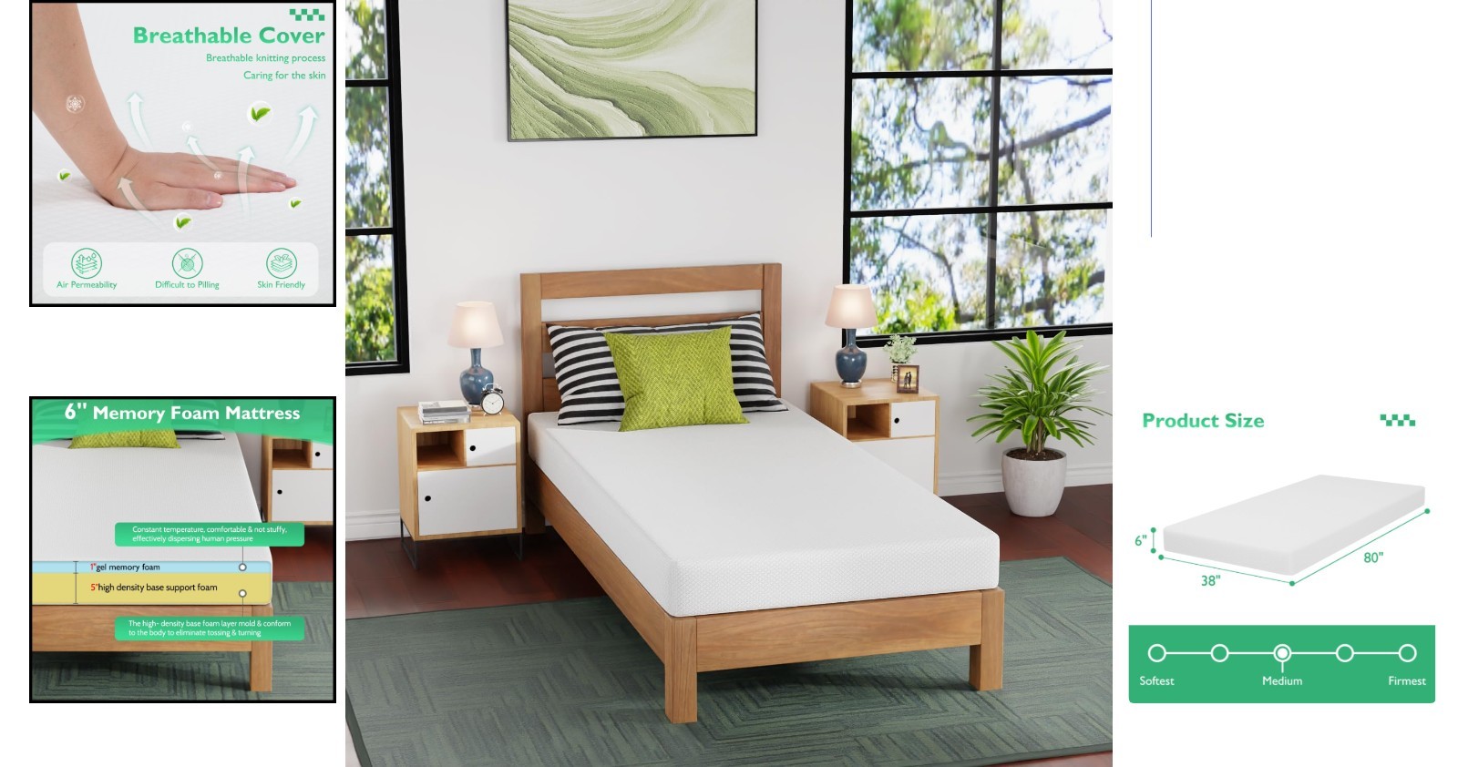 Twin XL Gel Memory Foam Mattress – 6 In, Pressure Relief & CertiPUR Certified