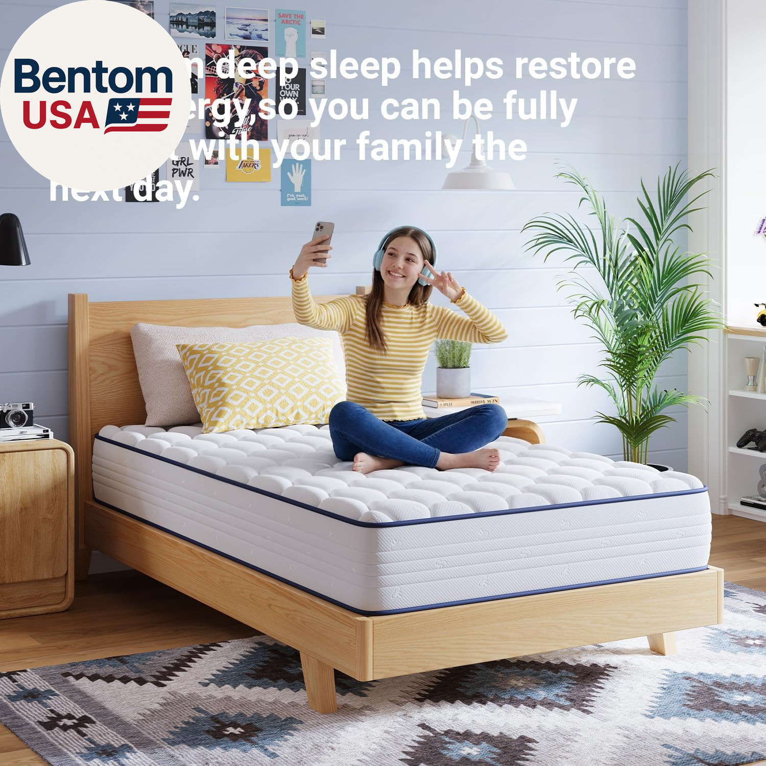 6 Inch Twin Mattress, Foam and Spring Hybrid Mattresses in a Box, Medium Soft, B