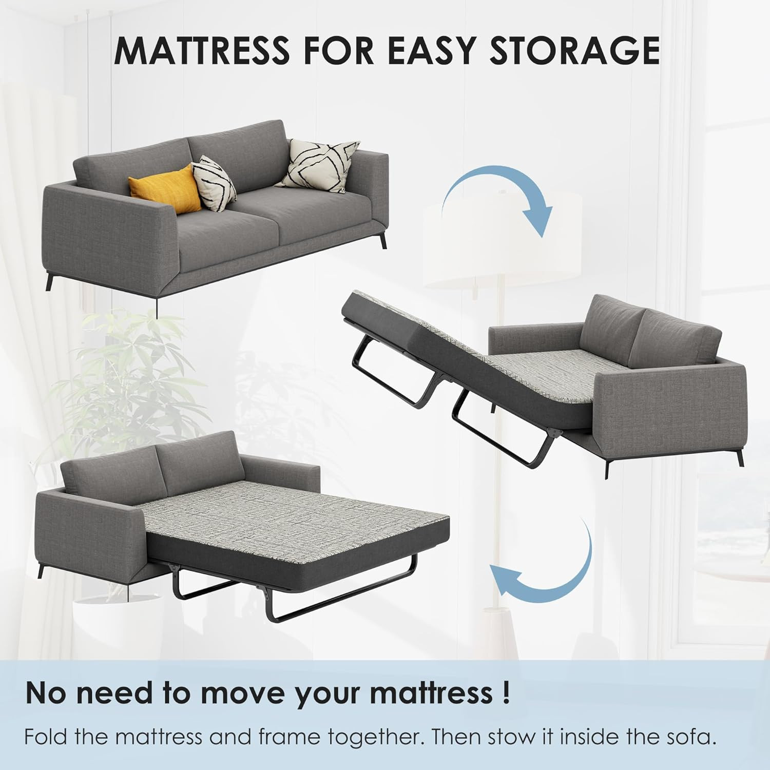 Full Size Sofa Bed Mattress 4 Inch, Memory Foam Mattress for Sleeper Sofas/Pull