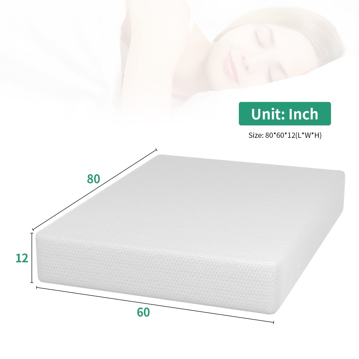 12 Inch Green Tea Memory Foam Mattress,Bed-in-a-Box Medium Firm Mattress Cert…