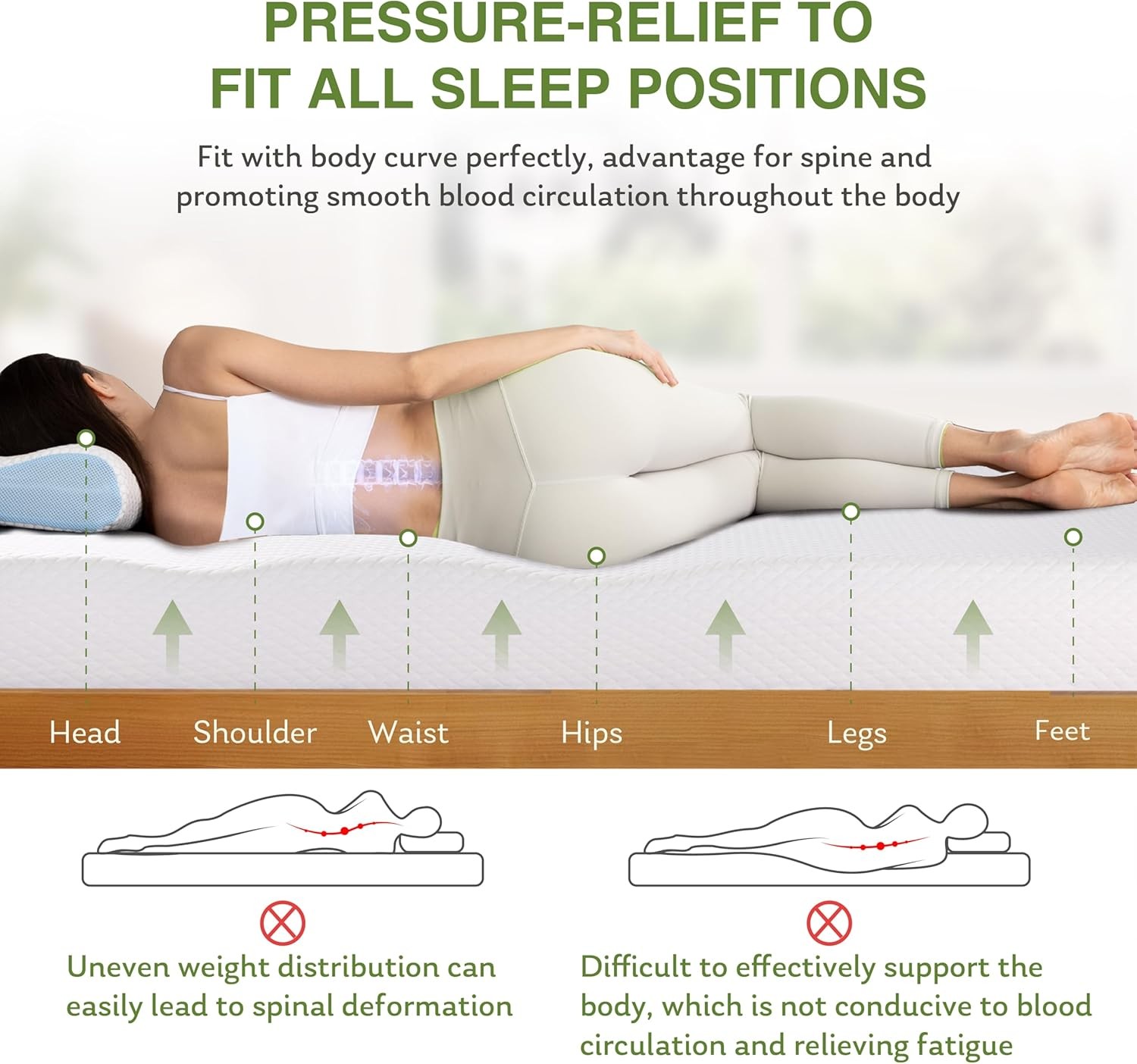 8″ Twin Full Queen King Memory Foam Green Tea Gel Mattress In A Box Medium Firm