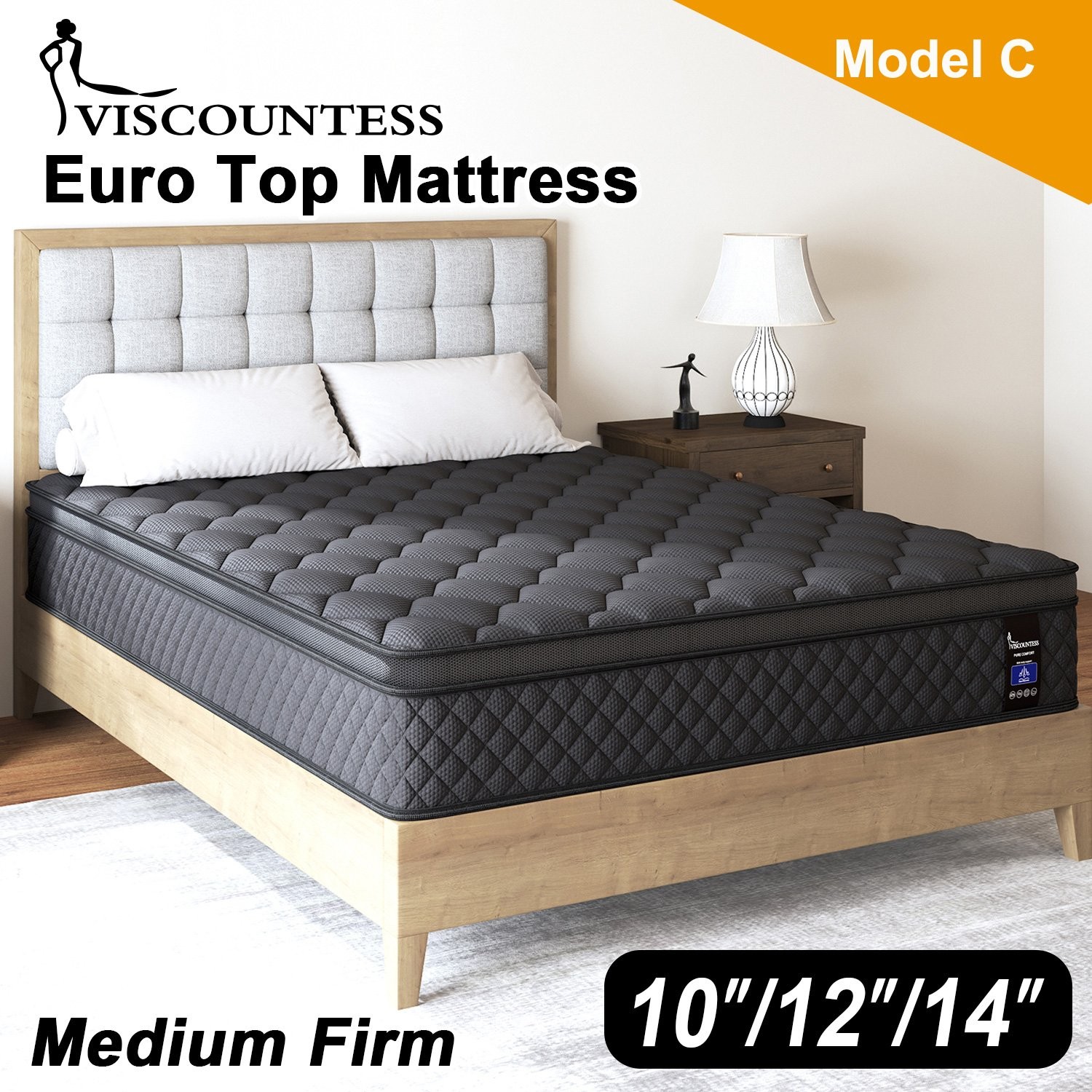 10″ 12″ 14″Gel Memory Foam Hybrid Spring Mattress Twin Full Queen King in A Box