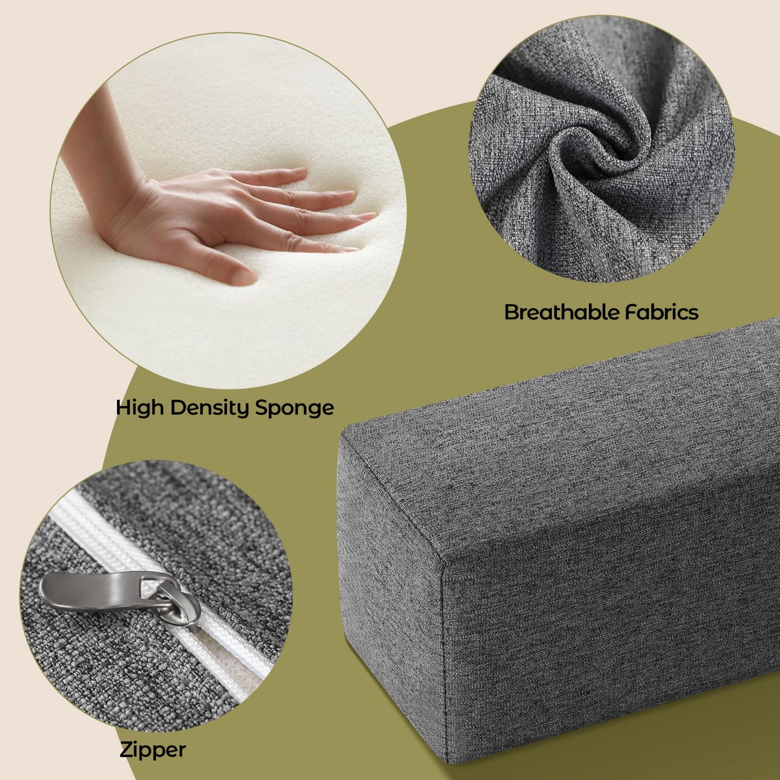 King Mattress Bed Gap Filler – High-Density Foam, Washable Cover, Extender for H