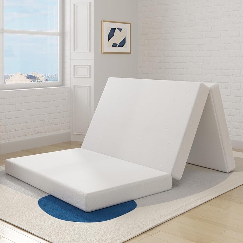 4 Inch Tri-Fold Folding Mattress Portable Camping Travel Guest Bed Play Mat New
