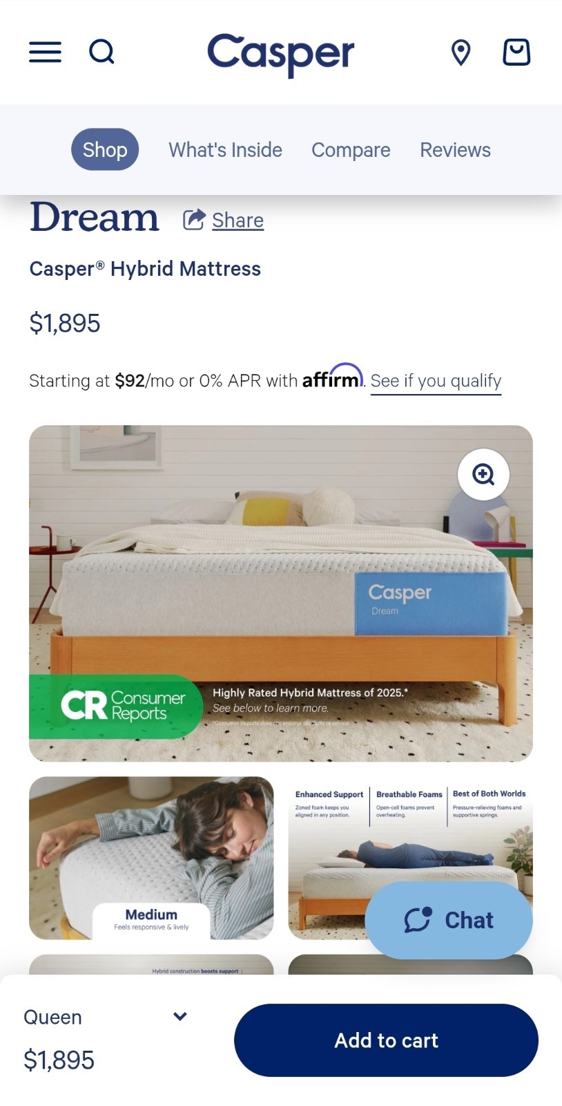 Casper Dream Queen Size Mattress