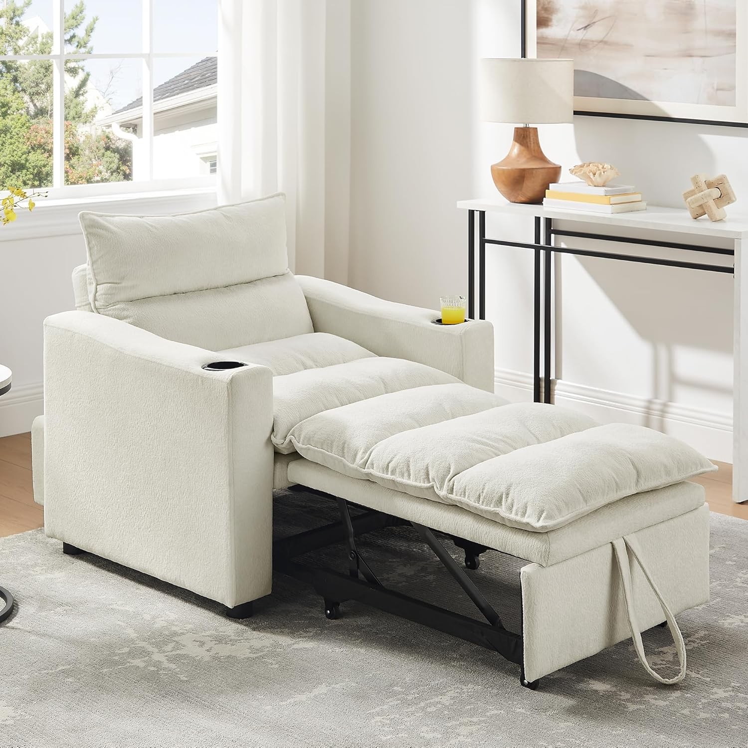 3-in-1 Convertible Sleeper Chair Bed Recliner Daybed w/Adjustable