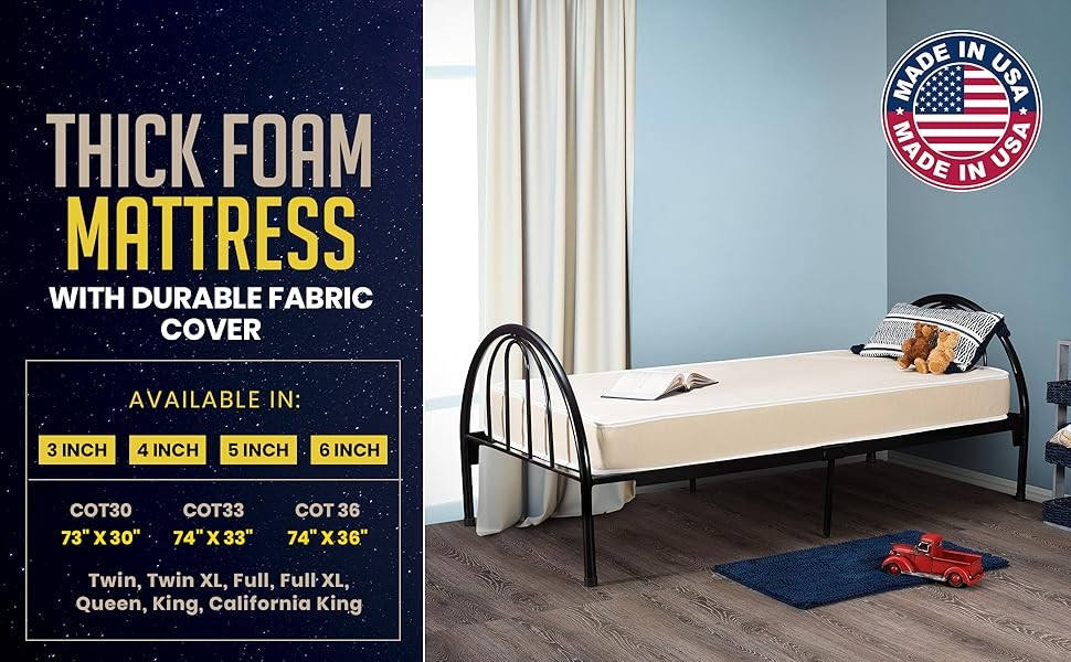 5 inch Fo Mattr with Durable Fabric Cover 30×74 inch for RV, Cot,