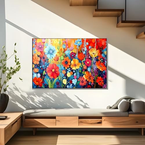 Ohhvvow Kit de arte de diamantes de flores multicolor 27.5×15.7 Inch Flor