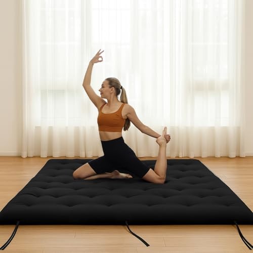 Japanese Floor Futon Mattress, Foldable Tatami 39″ × 75″(Twin) 01 – Black