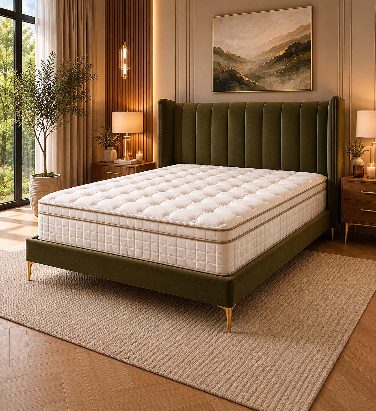 Queen 12″ Hybrid Euro Top Mattress Cooling Pocket Spring Mattress Bed