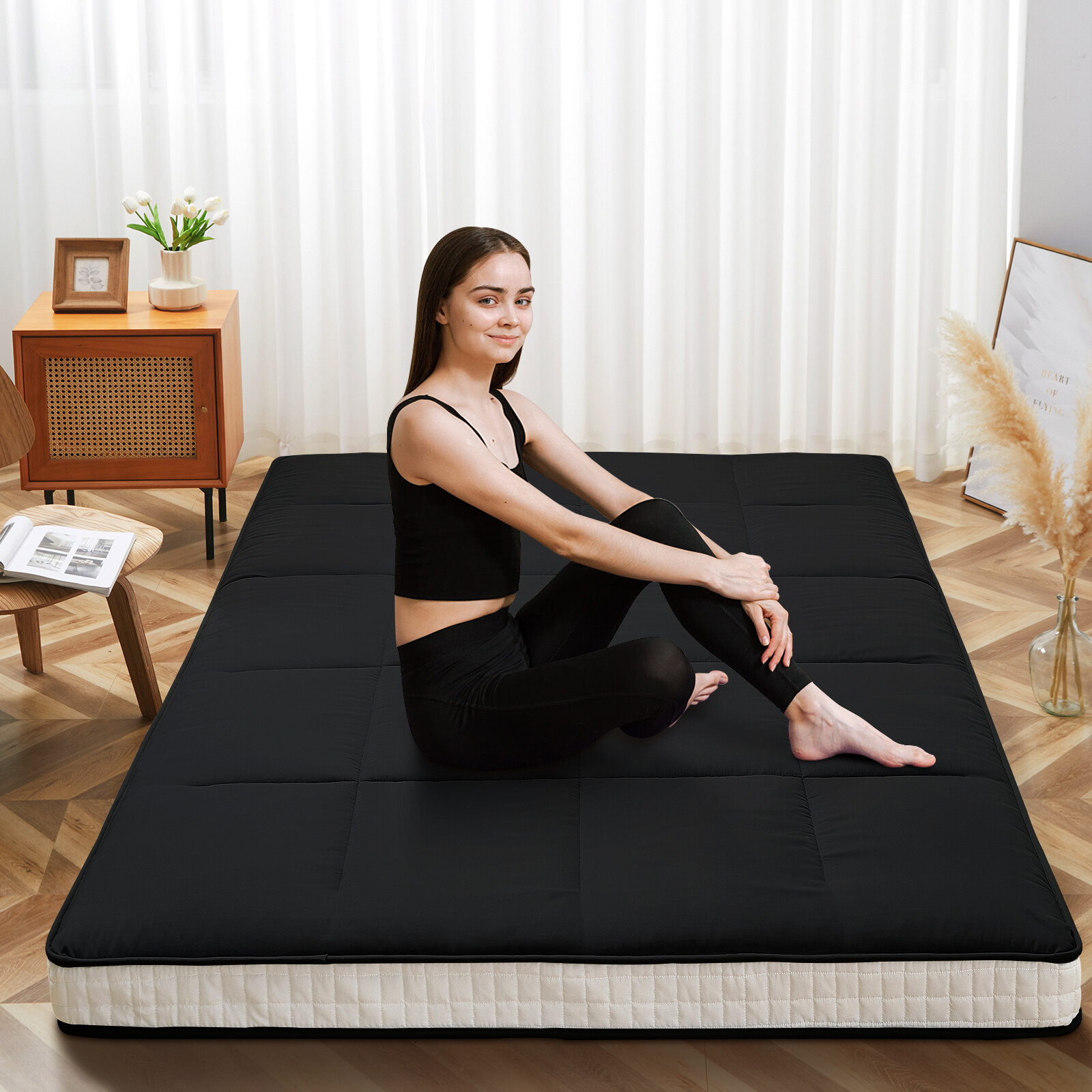 SLSY Japanese Futon Mattress Foldable Roll Up Mat Boys Girls Dormitory Pad Kids