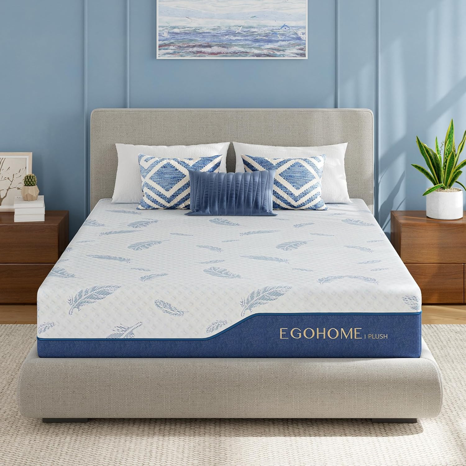 Plush Queen Mattress 12 Inch Memory Foam Mattresses Bed in a Box with Gel Foam a