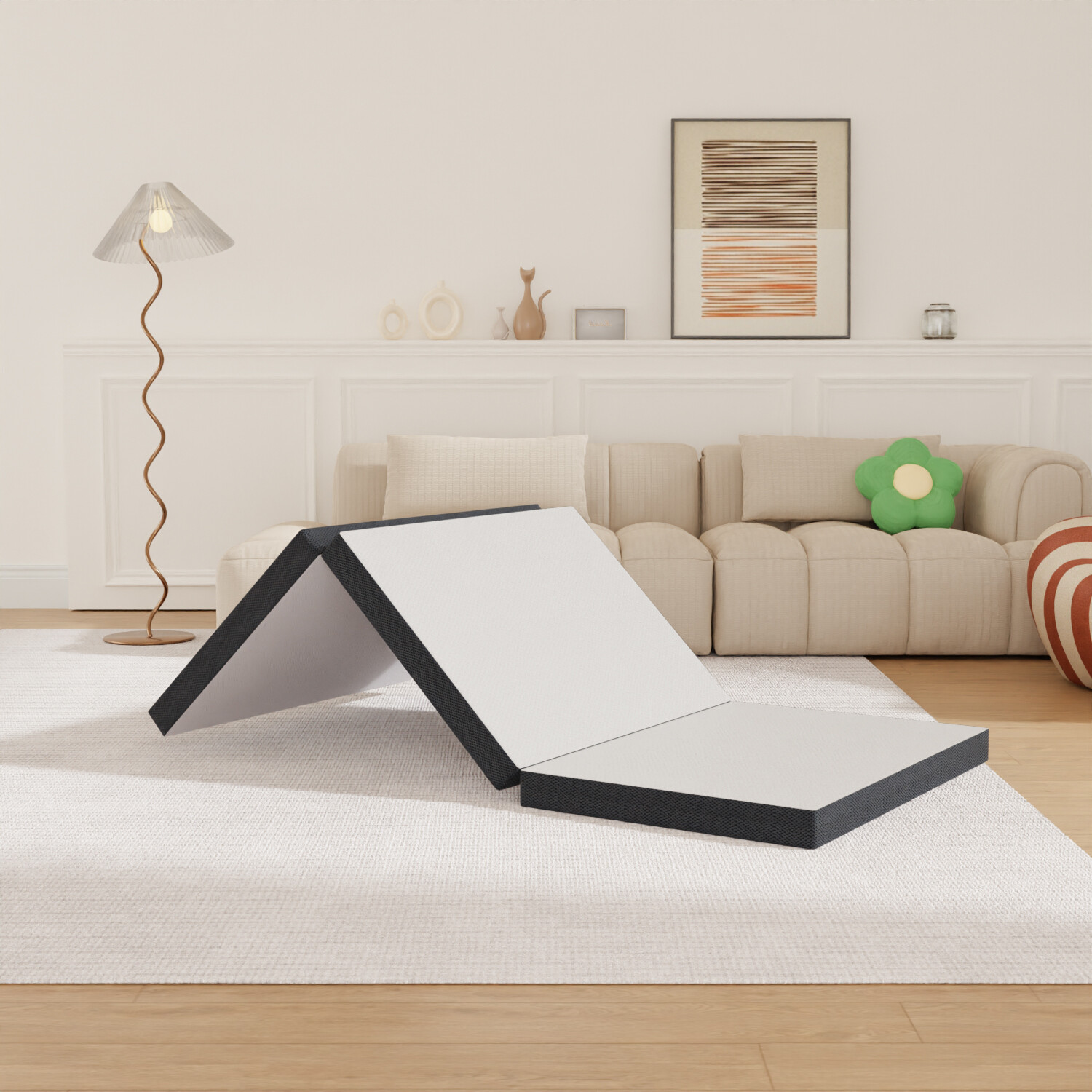 3-inch Folding Mattress, Tri Fold Memory Foam Mattress with Washable Cover