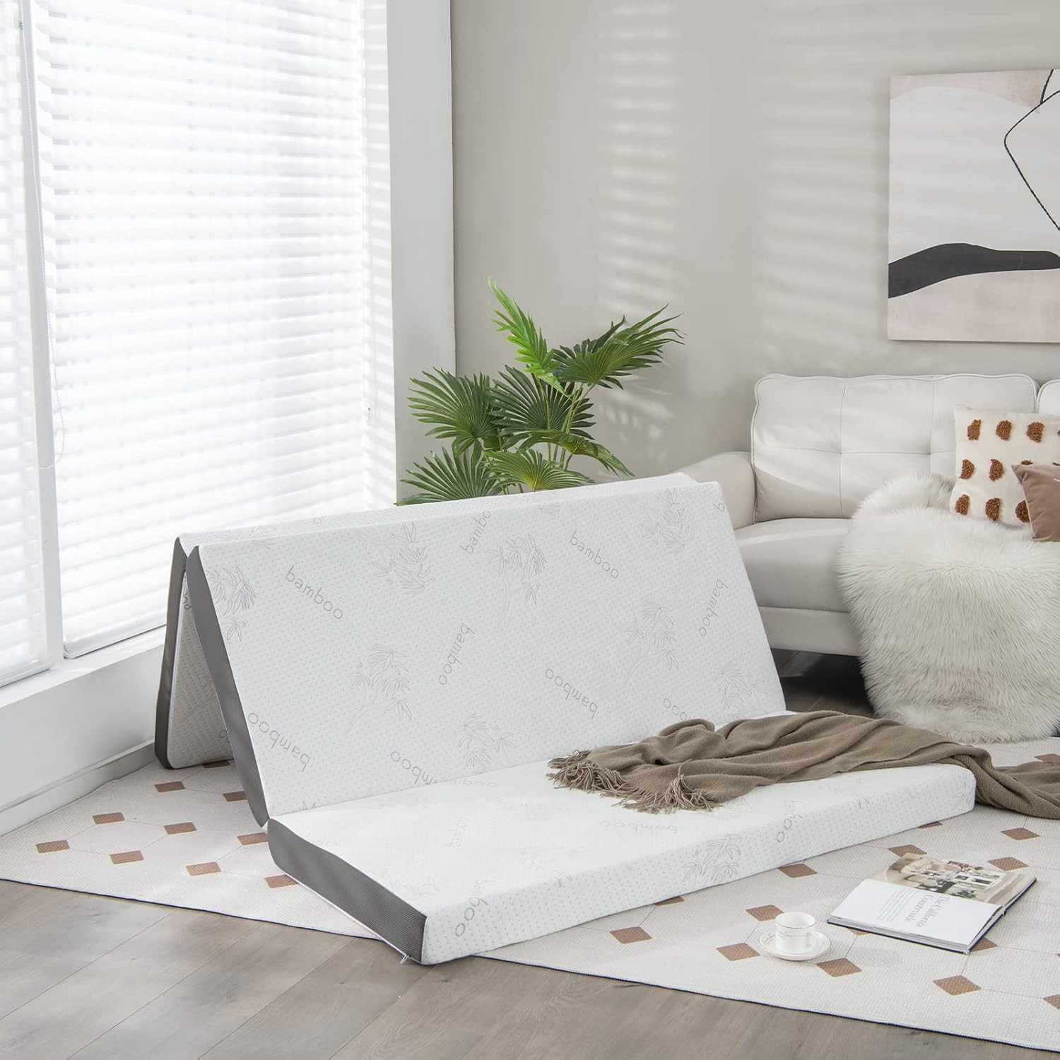 4″ Memory Foam Tri-Fold Mattress with Removable Cover & Storage Bag – Full Size