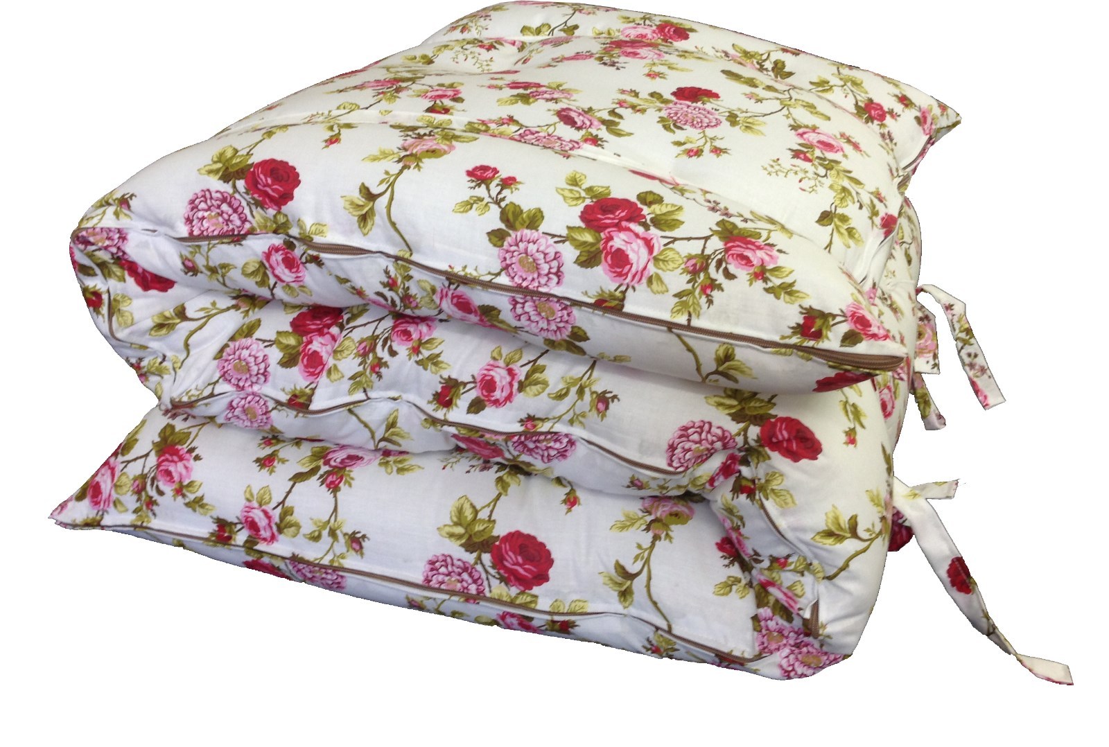 Traditional Floor Rolling Futon Mattresses, Cotton/Foam Mats 30 x 80, Rose White