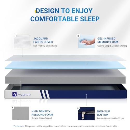 Foldable Memory Foam Mattress 4″ Trifold Portable for Camping, Travel, Guest Roo