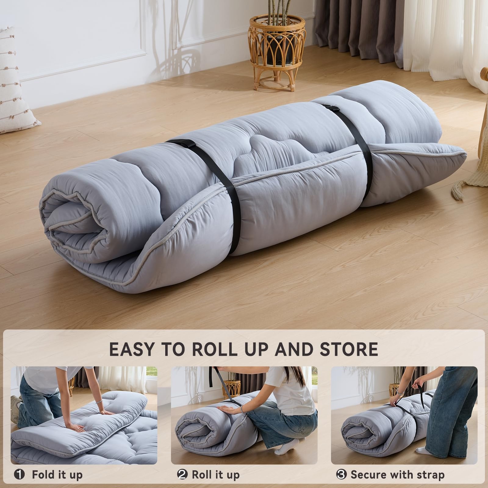 Japanese Floor Mattress, 4 Thicken Futon Mattress Tatami Mat, High Density Foam